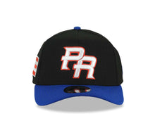 Load image into Gallery viewer, Puerto Rico New Era 9FORTY 940 Adjustable A-Frame Cap Hat Black Crown Royal Blue Visor White/Red Logo WBC Back Logo Puerto Rico Flag Side Patch
