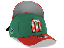 Load image into Gallery viewer, Mexico New Era 9FORTY 940 Adjustable A-Frame Cap Hat Green Crown Red Visor Default Logo WBC World Baseball Classic Side Patch Gray UV