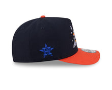Load image into Gallery viewer, Houston Astros New Era MLB 9FIFTY 950 Snapback A-Frame Cap Hat Navy Blue Crown Orange Visor Team Color Logo With Cartoon Gray UV