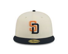 Load image into Gallery viewer, (Youth) San Diego Padres New Era MLB 59FIFTY 5950 Kid Fitted Cap Hat Chrome White Crown Navy Blue Visor Orange/Navy Logo (2026 City Connect 2.0)