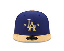 Load image into Gallery viewer, Los Angeles Dodgers New Era MLB 59FIFTY 5950 Fitted Cap Hat Royal Blue Crown Gold Visor Gold Logo 2025 World Series Champions Side Patch