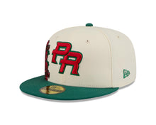 Load image into Gallery viewer, Puerto Rico New Era WBC 59FIFTY 5950 Fitted Cap Hat Cream Crown Green Visor Red/Green Logo With Rose