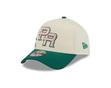 Load image into Gallery viewer, Puerto Rico New Era WBC 9FORTY 940 Adjustable A-Frame Cap Hat Cream Crown Green Visor Pink/Green Logo With Rose