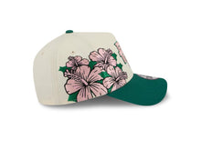 Load image into Gallery viewer, Puerto Rico New Era WBC 9FORTY 940 Adjustable A-Frame Cap Hat Cream Crown Green Visor Pink/Green Logo With Rose