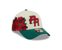 Load image into Gallery viewer, Puerto Rico New Era WBC 9FORTY 940 Adjustable A-Frame Cap Hat Cream Crown Green Visor Red/Green Logo With Rose