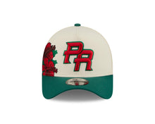 Load image into Gallery viewer, Puerto Rico New Era WBC 9FORTY 940 Adjustable A-Frame Cap Hat Cream Crown Green Visor Red/Green Logo With Rose
