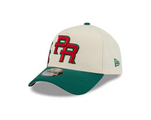 Load image into Gallery viewer, Puerto Rico New Era WBC 9FORTY 940 Adjustable A-Frame Cap Hat Cream Crown Green Visor Red/Green Logo With Rose