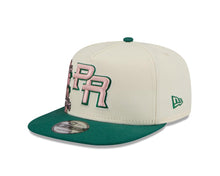 Load image into Gallery viewer, Puerto Rico New Era WBC 9FIFTY 950 Snapback A-Frame Cap Hat Cream Crown Green Visor Pink/Green Logo With Rose