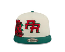 Load image into Gallery viewer, Puerto Rico New Era WBC 9FIFTY 950 Snapback A-Frame Cap Hat Cream Crown Green Visor Red/Green Logo With Rose