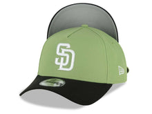 Load image into Gallery viewer, San Diego Padres New Era MLB 9FORTY 940 Adjustable A-Frame Cap Hat Matcha Green Crown Black Visor White Logo Gray UV