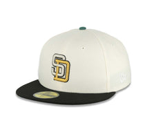 Load image into Gallery viewer, San Diego Padres New Era MLB 59FIFTY 5950 Fitted Cap Hat Chrome White Crown Black Visor Metallic Gold/Silver/Black Logo 1998 World Series Side Patch