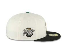 Load image into Gallery viewer, San Diego Padres New Era MLB 59FIFTY 5950 Fitted Cap Hat Chrome White Crown Black Visor Metallic Gold/Silver/Black Logo 1998 World Series Side Patch