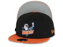Load image into Gallery viewer, San Diego Gulls New Era AHL 9FIFTY 950 Snapback Cap Hat Black Crown Orange Visor Default Team Logo Gray UV
