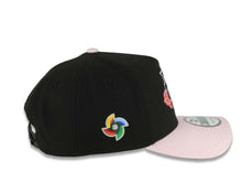 Load image into Gallery viewer, Puerto Rico New Era 9FORTY 940 Adjustable A-Frame Cap Hat Black Crown Pink Visor Black/White Logo Pink Flower WBC World Baseball Classic Side Patch