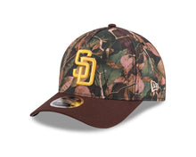 Load image into Gallery viewer, San Diego Padres New Era MLB 9FORTY 940 Adjustable A-Frame Cap Hat Leaves Camo Crown Brown Visor Yellow Logo