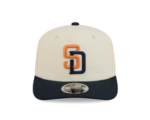 Load image into Gallery viewer, San Diego Padres New Era MLB 9SEVENTY 970 Snapback Cap Hat Chrome White Crown Navy Blue Visor Orange/Navy Logo Navy Blue UV (2026 City Connect 2.0)