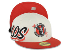 Load image into Gallery viewer, Xolos de Tijuana New Era Liga MX 59FIFTY 5950 Fitted Cap Hat Cream Crown Red Visor Team Color Logo Xolos Script Side Patch Red UV