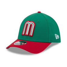 Load image into Gallery viewer, Mexico New Era WBC World Baseball Classic 39THIRTY 3930 Flexfit Cap Hat Green Crown Red Visor Team Color Logo Mexico Flag Side Patch