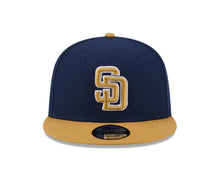 Load image into Gallery viewer, San Diego Padres New Era MLB 9FIFTY 950 Snapback Cap Hat Navy Blue Crown Light Brown Visor Light Brown/White Logo