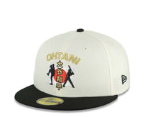 Load image into Gallery viewer, Los Angeles Dodgers New Era MLB 59FIFTY 5950 Fitted Cap Hat Cream Crown Black Visor Team Color Shohei Ohtani Logo 2024 World Series Champions Patch