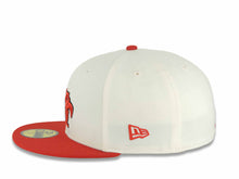 Load image into Gallery viewer, Mexico Aztec New Era 59FIFTY 5950 Fitted Cap Hat Chrome White Crown Red Visor Red/Black Aztec Headress Logo Aztec Calendar Side Patch Gray UV