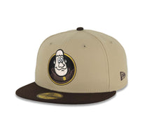 Load image into Gallery viewer, San Diego Padres New Era MLB 59FIFTY 5950 Fitted Cap Hat Khaki Crown Dark Brown Visor Team Color Mascot Logo 10 Years Petcopark Side Patch