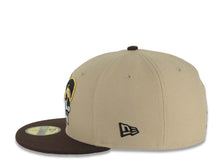 Load image into Gallery viewer, Mexico New Era 59FIFTY 5950 Fitted Cap Hat Khaki Crown Dark Brown Visor Team Color Skull Logo Aztec Calendar Side Patch Gray UV