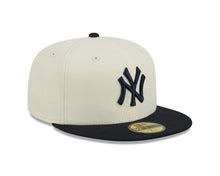 Load image into Gallery viewer, New York Yankees New Era MLB 59FIFTY 5950 Fitted Cap Hat Chrome White Crown Navy Blue Visor Navy Blue Logo Gray UV