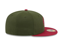 Load image into Gallery viewer, Xolos de Tijuana New Era Liga MX 59FIFTY 5950 Fitted Cap Hat Dark Olive Green Crown Maroon Visor Maroon/Olive Logo Gray UV