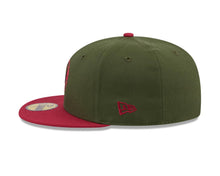 Load image into Gallery viewer, Xolos de Tijuana New Era Liga MX 59FIFTY 5950 Fitted Cap Hat Dark Olive Green Crown Maroon Visor Maroon/Olive Logo Gray UV
