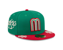 Load image into Gallery viewer, Mexico New Era 59FIFTY 5950 Fitted Cap Hat Green Crown Red Visor Team Color Logo Gray UV (Wordmark)