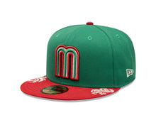 Load image into Gallery viewer, Mexico New Era 59FIFTY 5950 Fitted Cap Hat Green Crown Red Visor Team Color Logo Gray UV (Wordmark)