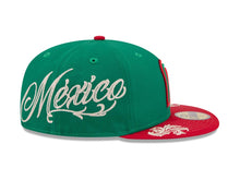 Load image into Gallery viewer, Mexico New Era 59FIFTY 5950 Fitted Cap Hat Green Crown Red Visor Team Color Logo Gray UV (Wordmark)