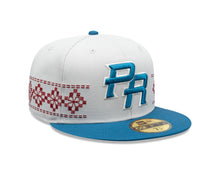 Load image into Gallery viewer, Puerto Rico New Era 59FIFTY 5950 Fitted Cap Hat Stone Crown Blue Visor Blue/White Logo Gray UV (Latin Embroidery)