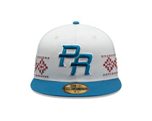 Load image into Gallery viewer, Puerto Rico New Era 59FIFTY 5950 Fitted Cap Hat Stone Crown Blue Visor Blue/White Logo Gray UV (Latin Embroidery)