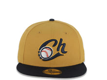 Load image into Gallery viewer, Charros de Jalisco New Era LMP 59FIFTY 5950 Fitted Cap Hat Tan Crown Navy Blue Visor Navy Blue/Tan Logo Tan UV