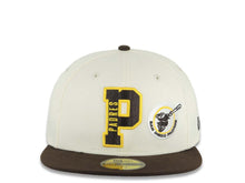 Load image into Gallery viewer, San Diego Padres New Era MLB 59FIFTY 5950 Fitted Cap Hat Cream Crown Dark Brown Visor Dark Brown/Yellow P Logo With Swinging Friar Gray UV