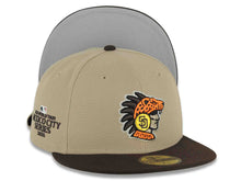 Load image into Gallery viewer, San Diego Padres New Era MLB 59FIFTY 5950 Fitted Cap Hat Khaki Crown Dark Brown Visor Orange/Brown Logo 2026 World Tour Mexico City Series Side Patch