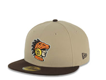 Load image into Gallery viewer, San Diego Padres New Era MLB 59FIFTY 5950 Fitted Cap Hat Khaki Crown Dark Brown Visor Orange/Brown Logo 2026 World Tour Mexico City Series Side Patch