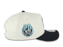 Load image into Gallery viewer, San Diego Padres New Era MLB 9FORTY 940 Adjustable A-Frame Cap Hat Cream Crown Navy Blue Visor Turquoise Logo With Rose 20 Years Petco Park Side Patch