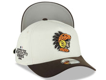 Load image into Gallery viewer, San Diego Padres New Era MLB 9FORTY 940 Adjustable A-Frame Cap Cream Crown Brown Visor Team Color Logo 2026 World Tour Mexico City Series Side Patch