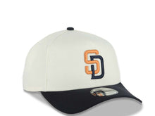 Load image into Gallery viewer, San Diego Padres New Era MLB 9FORTY 940 Adjustable A-Frame Cap Hat Cream Crown Navy Blue Visor Orange/Navy Blue Logo Gray UV (2026 City Connect)