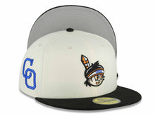 Load image into Gallery viewer, Yaquis de obregon New Era 59FIFTY 5950 Fitted Cap Hat Chrome White Crown Black Visor Orange/Black Head Logo Ciudad Obregon Side Patch Gray UV
