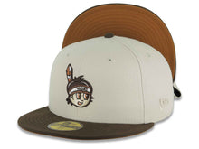 Load image into Gallery viewer, Yaquis de obregon New Era 59FIFTY 5950 Fitted Cap Hat Stone Crown Brown Visor Brown/Orange Head Logo Brown UV