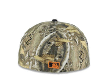 Load image into Gallery viewer, San Diego Padres New Era MLB 59FIFTY 5950 Fitted Cap Hat Real Tree Edge Camo Crown Navy Blue Visor Orange/Navy Blue Logo 1998 World Series Side Patch