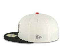 Load image into Gallery viewer, San Diego Padres New Era MLB 59FIFTY 5950 Fitted Cap Hat Cream Crown Black Visor Metallic Brown/Metallic Dark Gray Logo 1998 World Series Side Patch