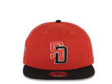 Load image into Gallery viewer, San Diego Padres New Era MLB 59FIFTY 5950 Fitted Cap Hat Red Crown Black Visor Red/Black/White Logo 1998 World Series Side Patch Gray UV