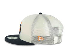 Load image into Gallery viewer, San Diego Padres New Era MLB 9FIFTY 950 Mesh Trucher Snapback Cap Hat Cream Crown Navy Blue Visor Orange/Navy Blue Logo (2026 City Connect 2.0)