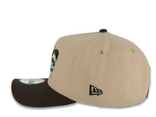Load image into Gallery viewer, Mexico New Era 9FORTY 940 Adjustable A-Frame Cap Hat Khaki Crown Dark Brown Visor White/Black/Metallic Gold Skull Logo Aztec Calendar Side Patch