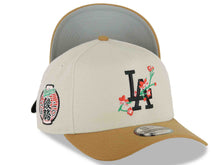Load image into Gallery viewer, Los Angeles Dodgers New Era MLB 9FORTY 940 Adjustable A-Frame Cap Stone Crown Light Brown Visor Black Rose Logo 2025 World Series Lantern Side Patch